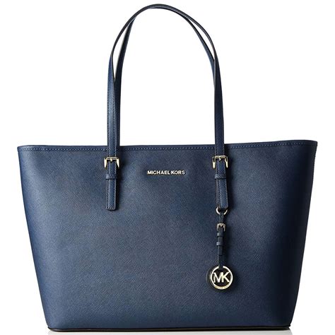 michael kors jet set medium travel saffiano leather tote navy|michael kors jet set.